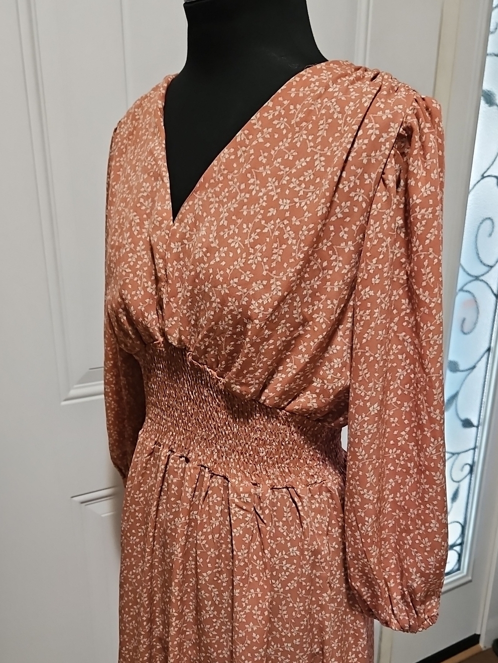 Miley+Molly Smocked Ruffled Hem Boho Chic Cottagecore Dress S - Picture 6 of 15